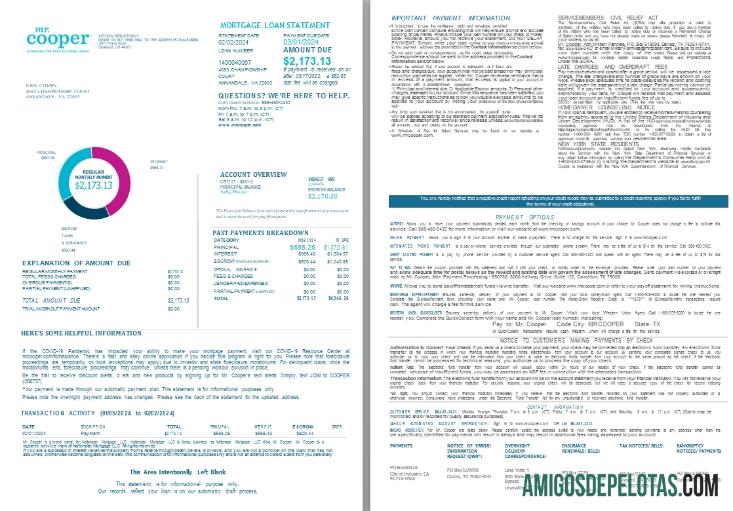 EUA Sr. Cooper mudando a cara dos empréstimos imobiliários Declaração de empréstimo hipotecário, 4 páginas 1 2 Scr modelo